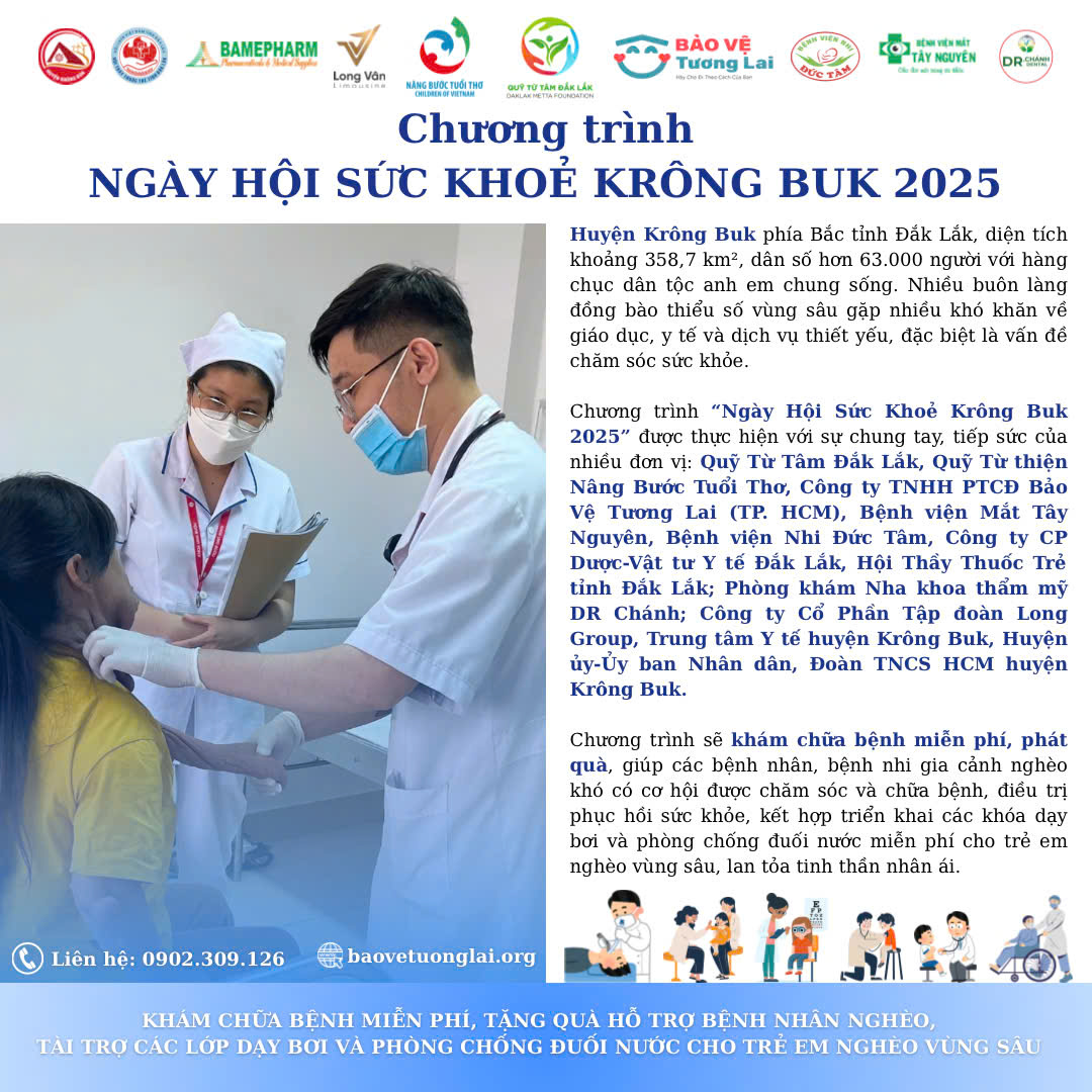 Khám bệnh, phát thuốc và tặng quà cho 300 trẻ em và đồng bào nghèo tại Daklak ngày 19/4/2025.